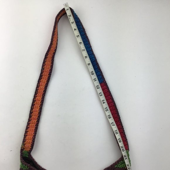 Crossbody woven harlequin Purse hand bag large multicolored zippered top bucket - Picture 7 of 9